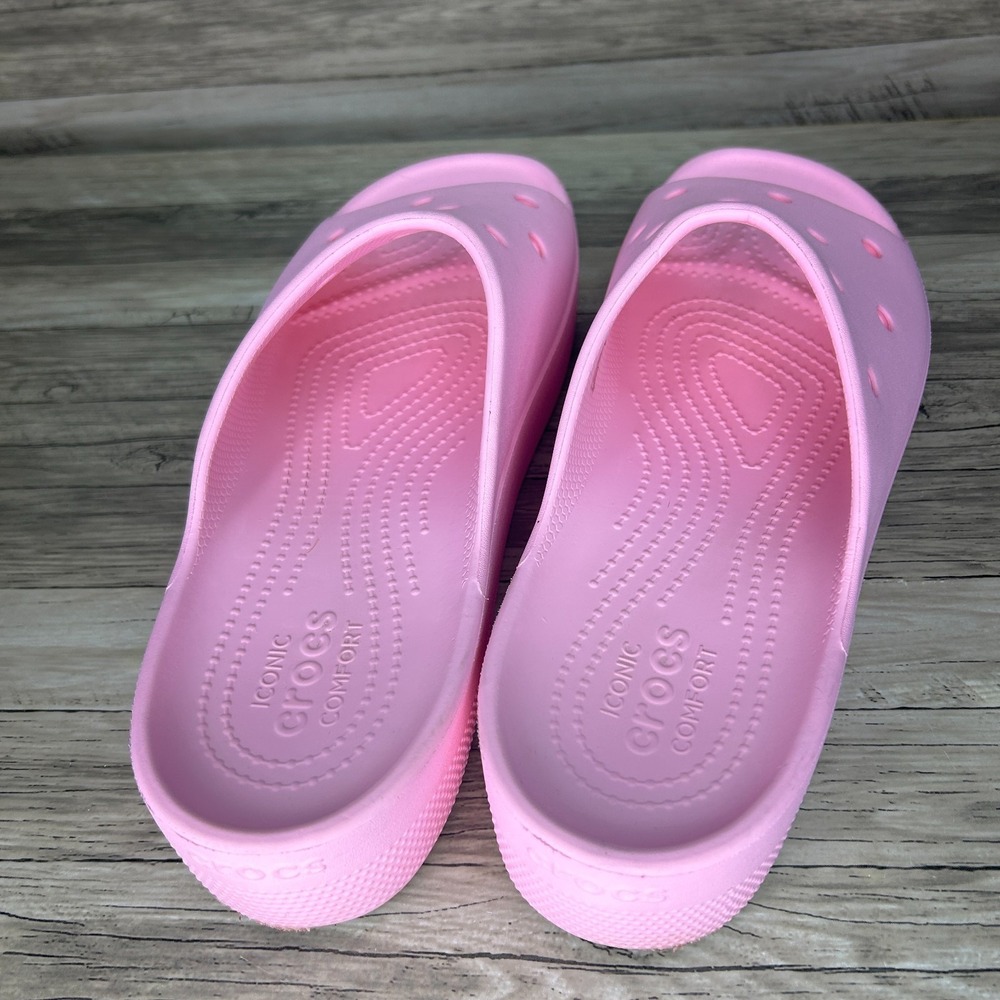 Crocs Platform Slide Open Toe Womens Size 11 Sandals Pink Flamingo - Picture 6 of 9